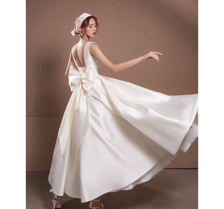 Designs) Gown (Various Evening Strap Wide Square-Neck A-Line