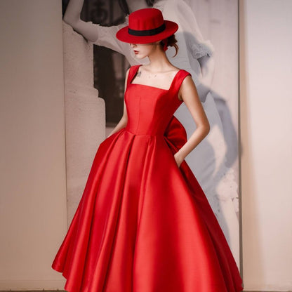Wide Strap Square-Neck A-Line Evening Gown (Various Designs)