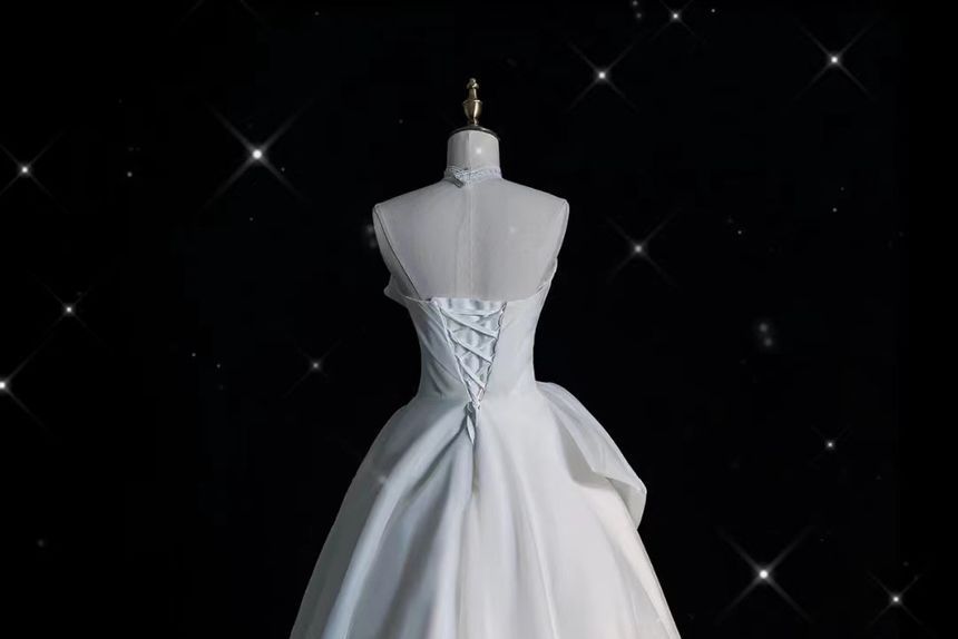 Wedding Gown Ball Strapless Asymmetrical Shirred Ruffled