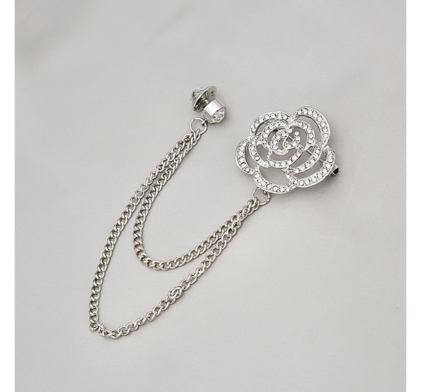 Rhinestone Chained Alloy Brooch