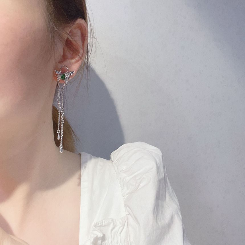 Earring Fringed Butterfly Rhinestone Alloy