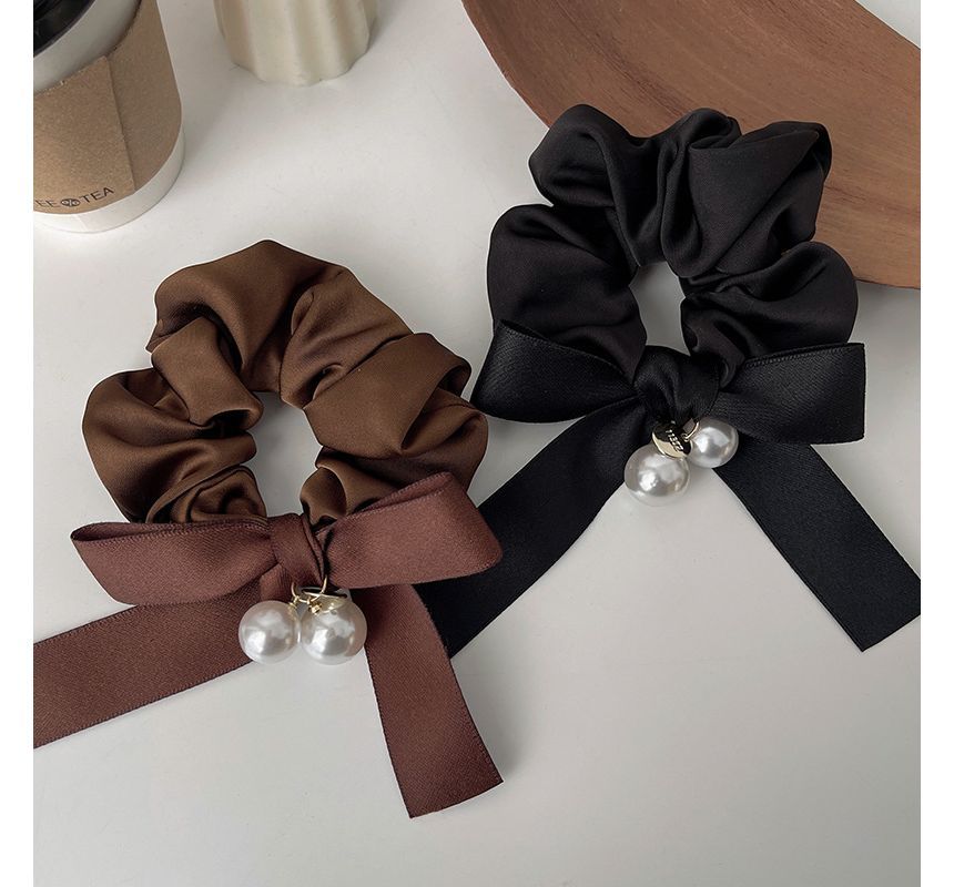 Ribbon Faux Pearl Hair Tie