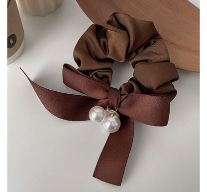 Ribbon Faux Pearl Hair Tie