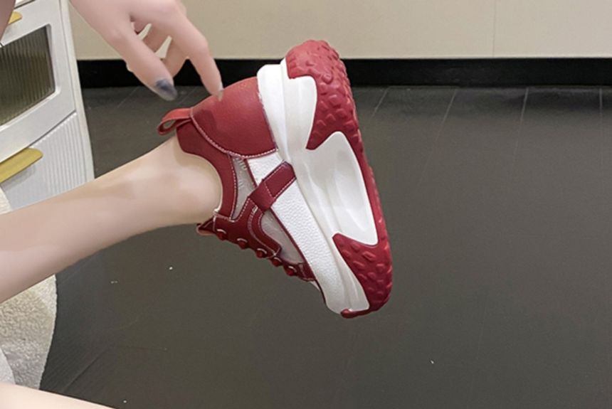 Mesh Panel Platform Hidden Wedge Sneakers