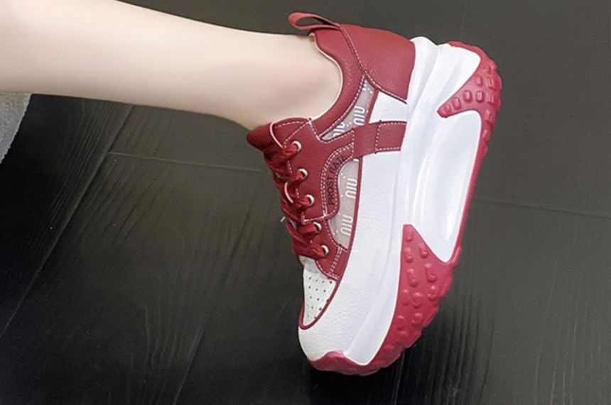 Mesh Panel Platform Hidden Wedge Sneakers