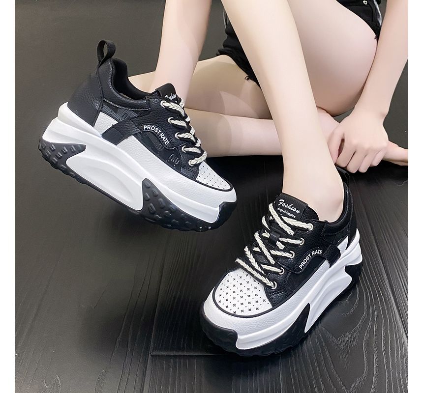 Mesh Panel Platform Hidden Wedge Sneakers