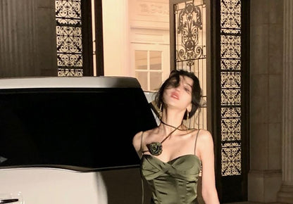 Scoop Mermaid Spaghetti Dress Gown Neck Plain Evening Strap