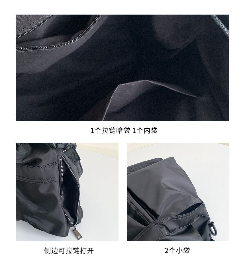 Multi-Pocket Drawstring Nylon Bucket Bag