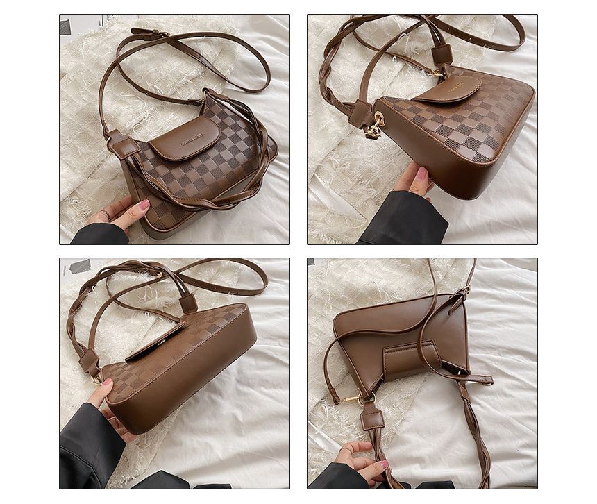 Checkerboard Twisted Strap Shoulder Bag