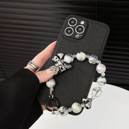Bow Faux Pearl Chain Phone Case