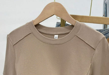 Short-Sleeve Round Neck Plain T-Shirt