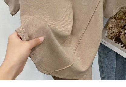Short-Sleeve Round Neck Plain T-Shirt