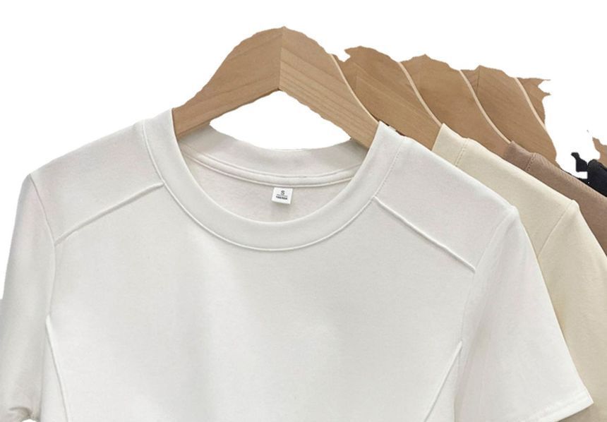 Short-Sleeve Round Neck Plain T-Shirt