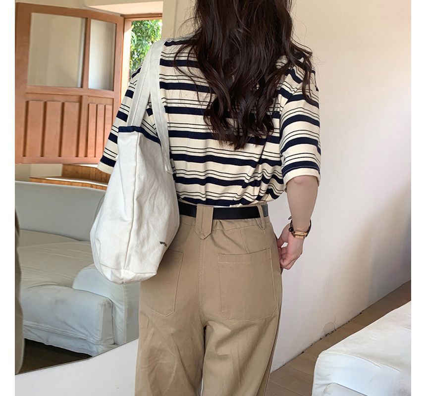 Short-Sleeve Crew Neck Striped T-Shirt