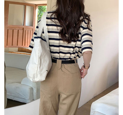 Short-Sleeve Crew Neck Striped T-Shirt