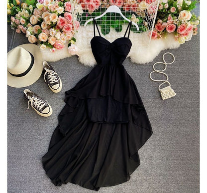 Spaghetti Strap Asymmetrical Dip Back Cocktail Dress