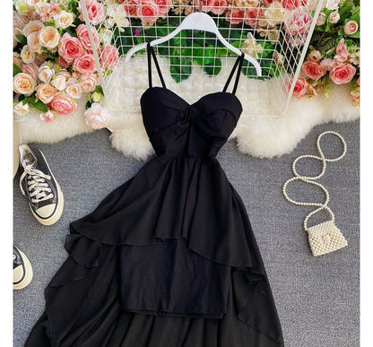 Spaghetti Strap Asymmetrical Dip Back Cocktail Dress