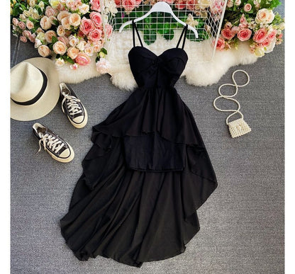 Spaghetti Strap Asymmetrical Dip Back Cocktail Dress