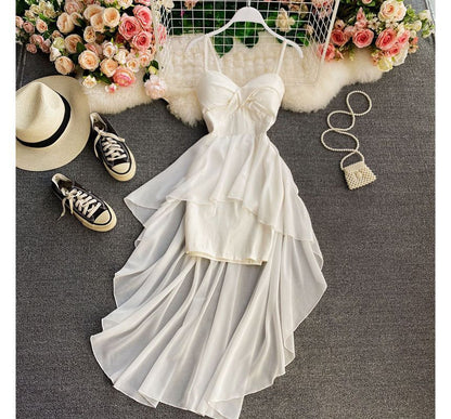 Spaghetti Strap Asymmetrical Dip Back Cocktail Dress