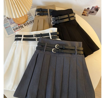 Plain Pleated Mini A-Line Skirt