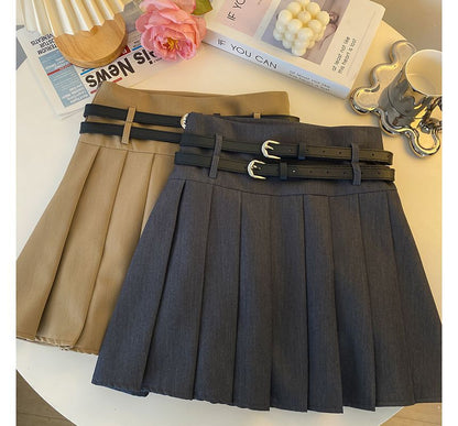 Plain Pleated Mini A-Line Skirt