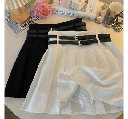 Plain Pleated Mini A-Line Skirt