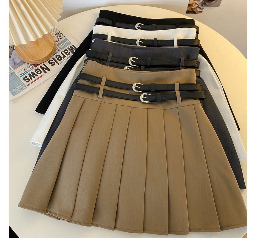 Plain Pleated Mini A-Line Skirt