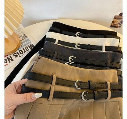 Plain Pleated Mini A-Line Skirt