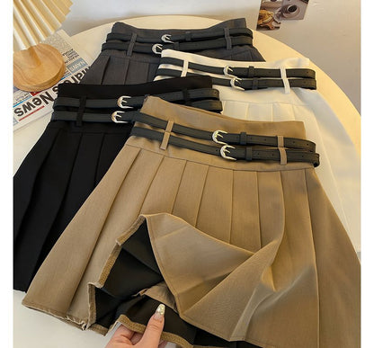 Plain Pleated Mini A-Line Skirt