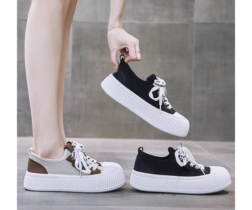 Mesh Panel Platform Sneakers