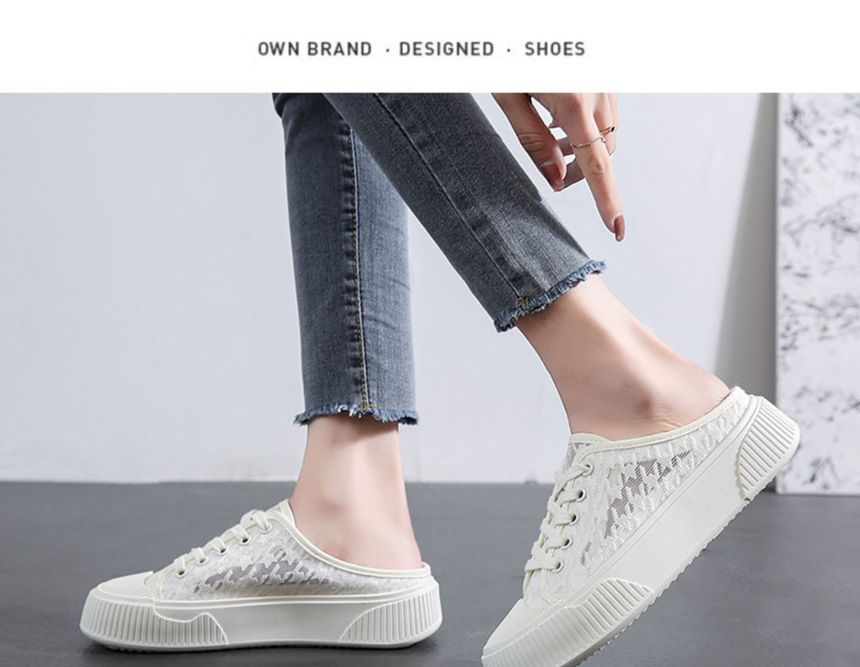 Houndstooth Mesh Panel Sneaker Mules