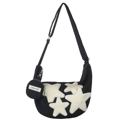 Pouch Coin Zipper Corduroy (Various Star Crossbody Applique Designs) Purse With