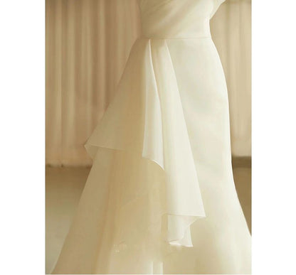Strapless Ruffled Mermaid Wedding Gown