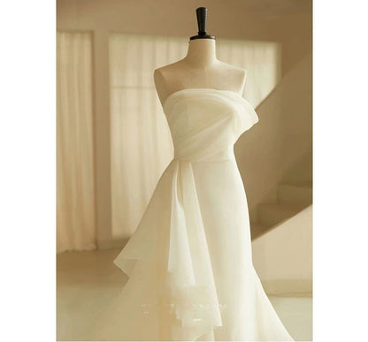 Strapless Ruffled Mermaid Wedding Gown