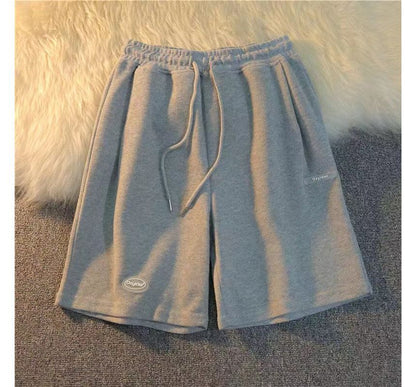 Drawstring Waist Plain Sweat Shorts