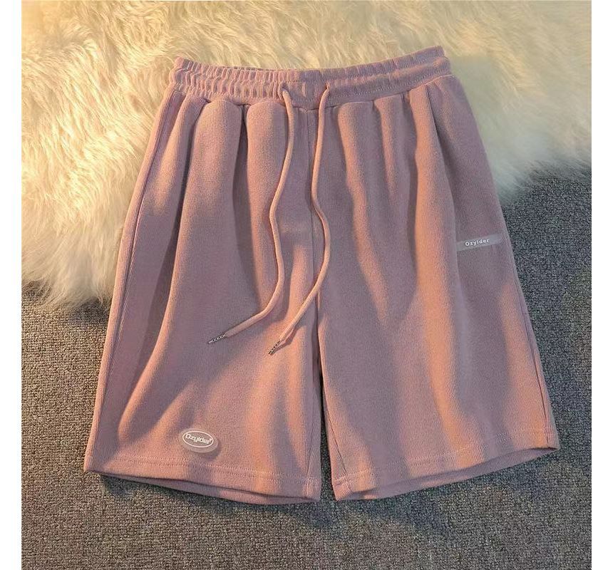 Drawstring Waist Plain Sweat Shorts