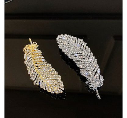 Feather Rhinestone Alloy Hair Clip