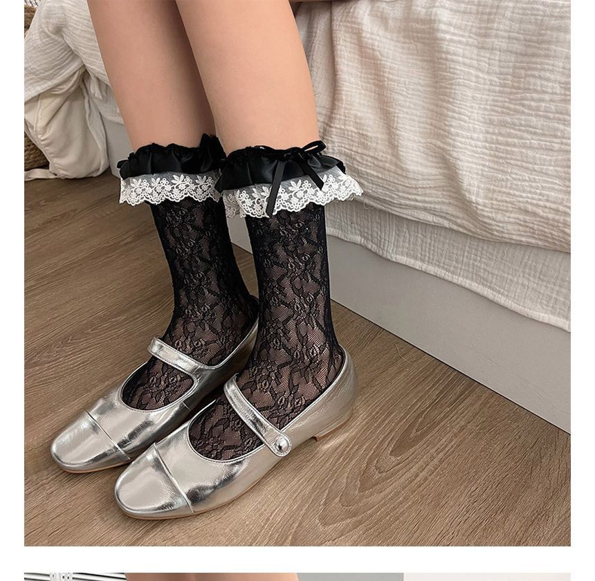 Ruffled Bow Lace Socks