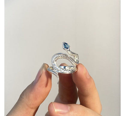 Snake Rhinestone Alloy Open Ring