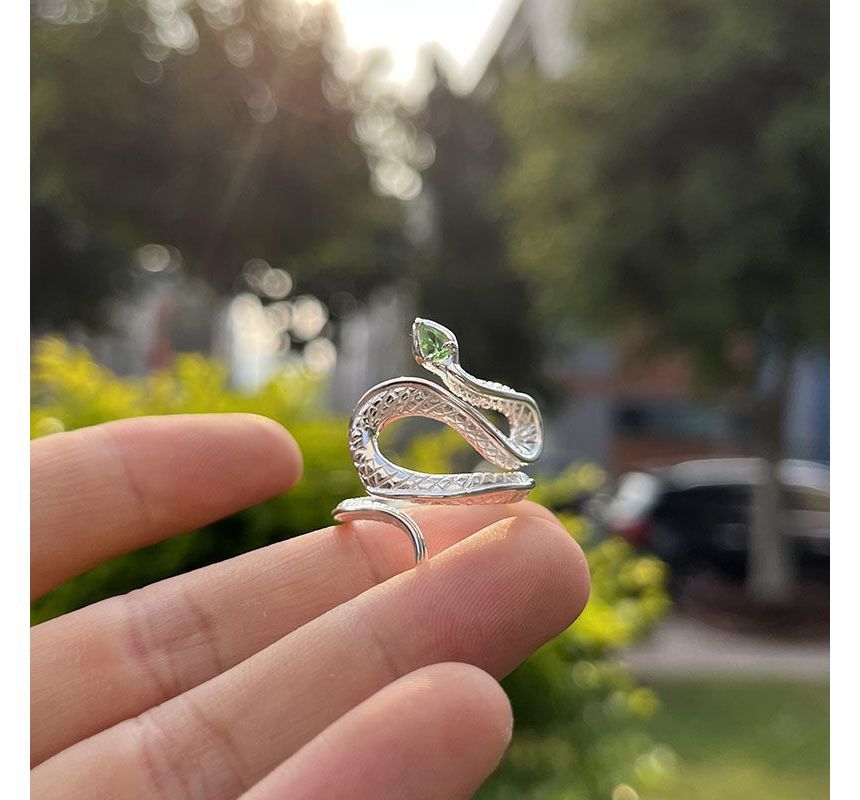 Snake Rhinestone Alloy Open Ring