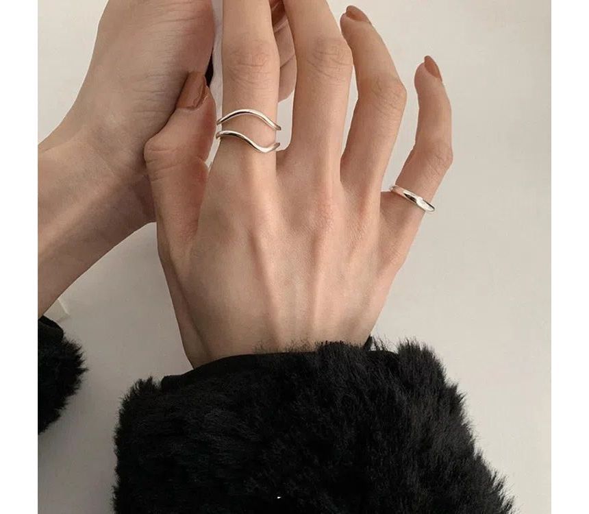 Geometric Alloy Ring / Wavy Layered Alloy Open Ring