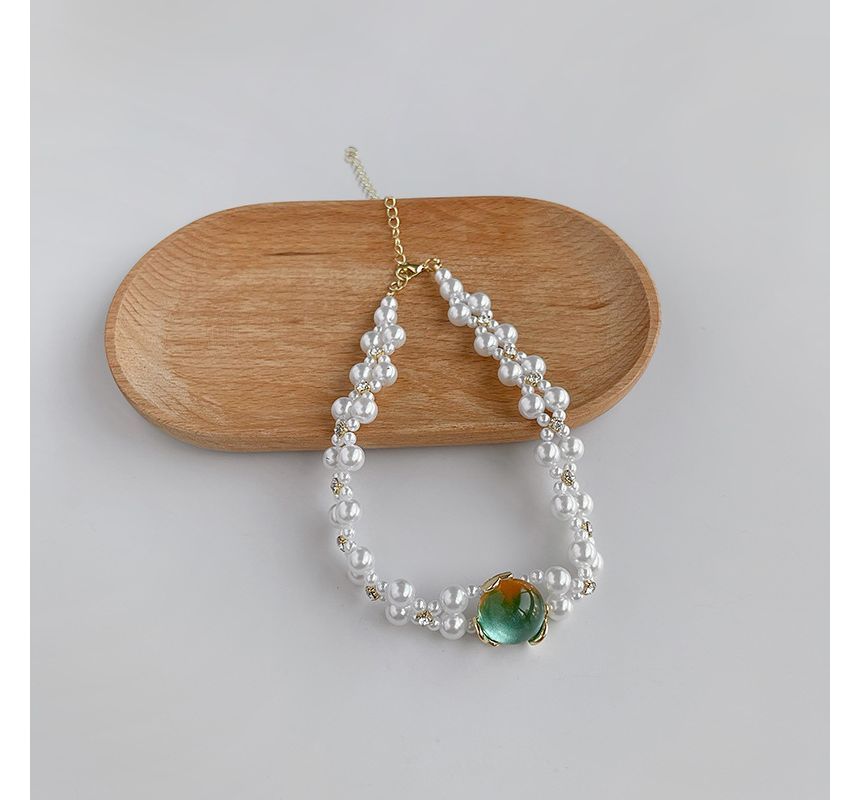 Faux Gemstone Faux Pearl Alloy Choker