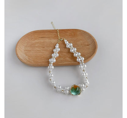 Faux Gemstone Faux Pearl Alloy Choker
