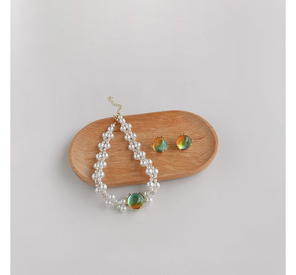 Faux Gemstone Faux Pearl Alloy Choker