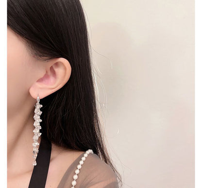 Earring Crystal Fringed Faux Alloy