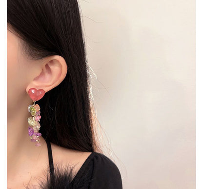 Heart Alloy Earring Faux Fringed Crystal
