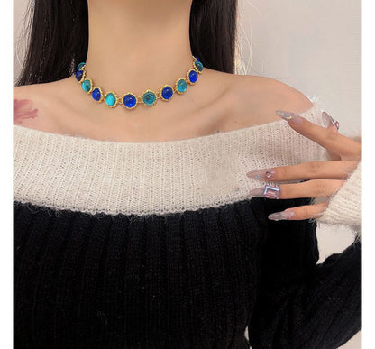 Choker Alloy Faux Gemstone