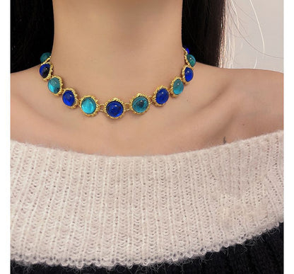 Choker Alloy Faux Gemstone