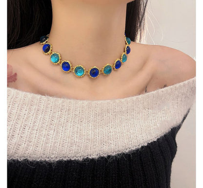 Choker Alloy Faux Gemstone