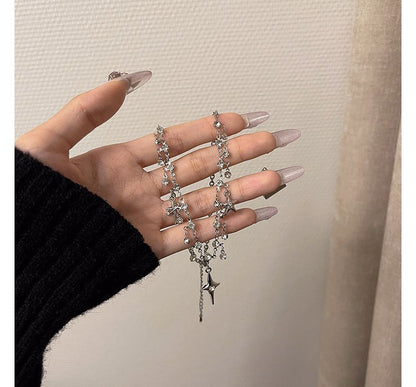 Fringed Choker Alloy Rhinestone Star